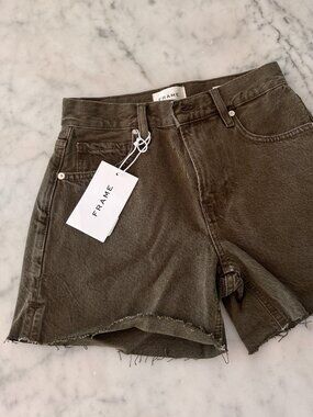 Frame Le Super High Cutoff Shorts — Army Green | Size 23 | NWT | Never Worn